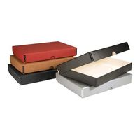 Lineco 9x12" Clamshell Folio Storage Box, 1.75" Deep,, Metal Edge, Metallic, Removable Lid, Color: Silver