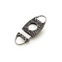 JIFENG Cigar Cutter - Vintage Silver Cobra Engraved - Duty Heavy Metal Cigar Guillotine - Double Self Sharpening Blade - Elegant Pouch and Gift Box Included - Cigar Scissor - Portable for Outdoor Use