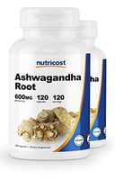 Nutricost Ashwagandha Herbal Supplement 600mg, 120 Capsules - High Quality Ashwagandha Root (2 Bottles)