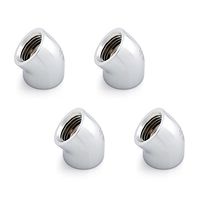 Bitspower G1/4" Female to Female Extender Fitting, 45° Angle, Silver Shining, 4-Pack