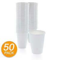 Amcrate White Colored 16-Ounce Disposable Plastic Party Cups - Ideal for Weddings, Party’s, Birthdays, Dinners, Lunch’s. (Pack of 50)