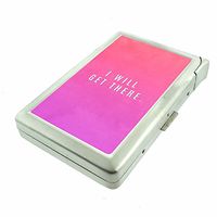 I Will Get There Em1 Hip Silver Cigarette Case With Built In Lighter 4.75" X 2.75" Id Holder Metal Wallet RFID Protection