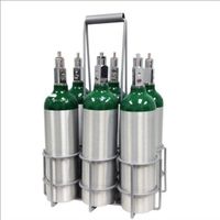 Long Handle Milkman Metal Carrier for M6 Oxygen Cylinders, Holds 6 cylinders