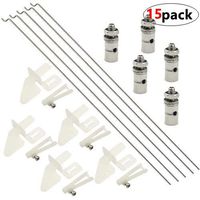 WMYCONGCONG 15 Nylon Control Horns 21x11 mm + Pushrod Connector Linkage Stopper 1.3mm + 1.2 x 210mm Steel Push Rods Parts for RC Airplane Plane