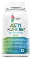 Acetyl L-Carnitine 500mg, Nootropic Supports High Energy Production, Cardiovascular Health & Cognition, Wholefood Dietary Supplement by Fladora, 100 Vegetarian Capsules, Non-GMO & Gluten Free