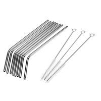 Whitelotous 8 Inch Stainless Steel Drinking Straws, Strong Reusable Eco Friendly, Set of 8 with 3 Cleaner Brush Kit