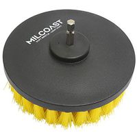 Milcoast 5-inch Round Yellow Full Bristle Light Duty Drill Brush - Multi-Purpose Power Scrubbing Attachment for Power Drills - for Carpet, Upholstery, Leather, and Light Scrubbing (Light Duty)