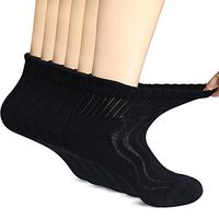 MD 6 Pairs Non-Binding Men's Moisture Wicking Cushion Quarter Bamboo Diabetic Socks 10-13 Black