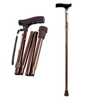 LTOOA Walking Stick, Foldable Walking Canes with Wooden Handle Ergonomically Designed Folding Wooden Hand Grip 5 Adjustable Height for Left Right Handed Use, 79.5-87Cm