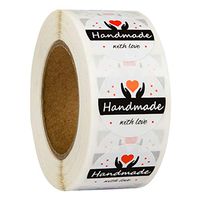 dailymall Handmade Love Stickers - Kraft Paper Labels, 500 Pack, Adhesive Labels for Handmade Baking Cakes Pack, Gift Wrap, Jar Canning DIY