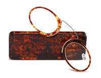 SOOLALA Women Men Go Everywhere SOS Pince Nez Style Nose Resting Pinching Portable Wallet Reading Glasses, Leopard, 2.5x