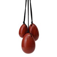 Egg Massage Stone,3pcs Natural Drilled Red Jasper Yoni Egg Massage Stone Jade Eggs for Women Kegel Exercise Narrowing Vaginal Muscle Ben Wa Ball