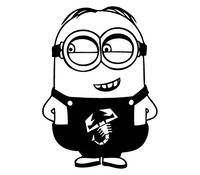 Minion Fiat Scorpion - Vinyl 5" tall (Color BLACK) decal laptop tablet skateboard car windows stickers
