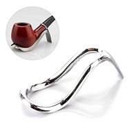 Hometu Metal Smoking Pipe Stand Holder for 1 Smoking Pipe Stainless Steel Tobacco Pipe Display Rack Silver 1PC