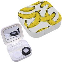 Portable Contact Lens Case Box Travel Kit Mirror + Bottle + Tweezers Container Holder [ Old Print Banana ]