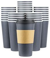 Glowcoast Disposable Coffee Cups With Lids - 20 oz To Go Coffee Cup With Lid (90 Set). Large Togo Travel Paper Hot Cups With Sleeves. Insulated For Hot and Cold Beverage Drinks (Dusk Grey)