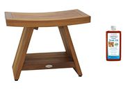 AquaTeak Patented 24" Asia Teak Shower Bench with Shelf & AquaTeak Premium Teak Oil
