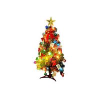 INFILM Mini Artificial Christmas Tree with LED Lights & Ornaments, 18inch Artificial Tabletop Xmas Pine Bedroom Desk Decoration for Your Home or Office