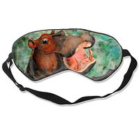 100% Silk Sleep Mask Eye Mask Happy Hippo Comfortable Soft Best Sleeping Eyeshade Blindfold with Adjustable Strap for Travel Work Naps Blocks Light