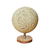 ZHOUYANG Wooden Rattan Rope Ball Light, Home Art Decoration Table Lamp, Children Bedside Lamp Yellow Green Light (Color : White)