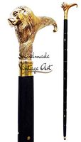 Brass Walking Stick Solid Vintage Designer Lion Head Wooden Cane Antique Style