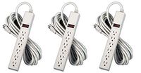 Fellowes 6-Outlet Office/Home Power Strip, 15 Foot Cord - Wall Mountable (99026) (Pack of 3)