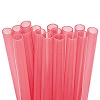 16 Long Reusable Plastic Straws Super Extra Wide + Sturdy Cleaning Brush - for Boba/Bubble Tea/Thickest Smoothies - Pink Value Pack - BPA PFOA Free