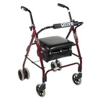 Drive Medical Mimi Lite Push Brake Rollator, Red
