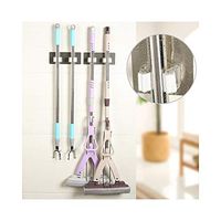 JAWM Non-Slip Waterproof Design Mop and Broom Holder, Multipurpose Wall Mounted Organizer Storage Hooks, Utility Tools Hanger for Kitchen Garden, Garage, Laundry Room