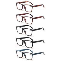 Reading Glasses Women Men 5 Pack Spring Hinge Rectangular Readers Quality Fashion Glasses (5 Pack Mix, 1.75)