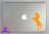 Overly Attached Decals Rearing Unicorn Vinyl Decal Sized To Fit A 11" Laptop - Orange