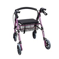 LJHHH Folding Rollator Walker,Walking Auxiliary Medical Device with Seat Plate Basket,Lightweight Aluminium Walking Mobility Aid for Elderly