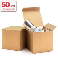 ValBox 4x4x4 Brown Gift Boxes 50PCS Kraft Paper Boxes with Lids for Gifts, Crafting, Cube, Cupcake Boxes, Easy Assemble Boxes for Party Favor