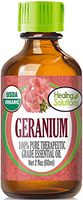 Organic Geranium Essential Oil (100% Pure - USDA Certified Organic) Best Therapeutic Grade Essential Oil - 60ml