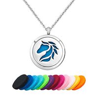 CandyCharms Aromatherapy Essential Oil Diffuser Necklace Horse Locket Pendant With 12 Color Refill Pads