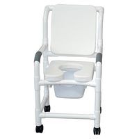 MJM International 118-3TW-SSDE-CBP-SQ-PAIL-WH Standard Shower Chair with Soft Seat, Cushion Padded Back and Commode Pail, 300 oz Capacity, 40.5" Height x 22" Width x 25.25" Depth, White