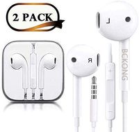 Headphones/Earphones/Earbuds/Headsets 3.5mm Wired Headphones Noise Isolating Earphones with Built-in Microphone & Volume Control Compatible with iPhone 6 SE 5S 4 iPod iPad/Android MP3/4 (White) 2Pack