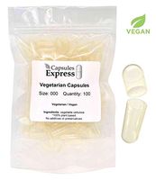 Capsules Express- Size 000 Clear Empty Vegan Capsules 100 Count - Kosher and Halal Certified - Gluten-Free Vegetarian/Vegetable Pill Capsule - DIY Powder Filling