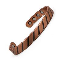 Reevaria - Guaranteed 99.9% Pure Copper Heavy Twisted Magnetic Cuff Bracelet Men 8 Magnets 3500 Gauss- Recovery Pain Relief - Arthritis, Golf Other Sports Injuries, Carpal Tunnel