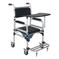 ZXY-NAN Bathroom Wheelchairs Elderly Toilet Chair- Foldable Aluminum Shower Commode Wheelchair - Home Mobile Toilet Stool with Dining Table - 300 Pounds