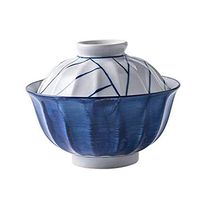 Bowl Bowl, Japanese-style hand-painted bowl, special bowl ceramic, creative personality retro bowl, bowl with lid, dessert bowl salad bowl soup bowl porridge bowl - Qingge Hotel tableware home noodles