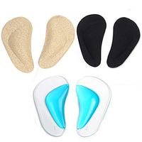 Arch Support Insoles, Silicone Flat Feet Insoles, Chiicol Gel Arch Inserts for Plantar Fasciitis, Adhesive Arch Pad for Women and Men, 3 Pairs(Beige+Blue+ Black)
