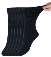 +MD Diabetic Socks Mens and Womens Half Cushion Circulatory Crew Socks for All Seasons Loose Fit 6 Pack