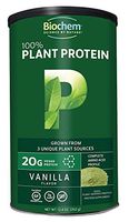 Biochem 100% Plant Protein - Vanilla Flavor - 12.4 Ounce - 20g Vegan Protein - Complete Amino Acid Profile - Keto-Friendly - Calcium - Iron - Non-GMO