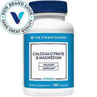 Calcium Citrate Magnesium – Mineral Essential for Healthy Bones Teeth – Well Absorbed Form of Chelated Calcium, 189mg Per Serving of Magnesium (100 Capsules) by The Vitamin Shoppe