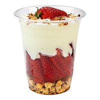 Basic Nature 12 oz Round Clear Plastic Drinking Cup - Compostable - 3 3/4" x 3 3/4" x 4 1/4" - 100 count box - Restaurantware