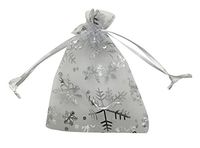 SUNGULF 100pcs Organza Pouch Bag Drawstring 5"x7" 13x18cm Strong Gift Candy Bag Jewelry Party Wedding Favor (Snowflake)