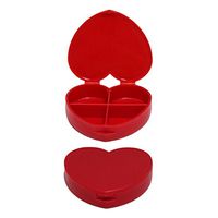 2pcs Red Heart Shaped Pill Organizer Vitamin Case Travel Medicine Storage Jewelry Container with Adjustable Compartment