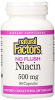 Natural Factors - Vitamin B3 No Flush Niacin 500mg, Supports Cholesterol Metabolism, 90 Capsules