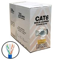 CAT6 Plenum 1000FT Pure Copper Solid Network Cable UTP 550MHz 23AWG CMP Blue